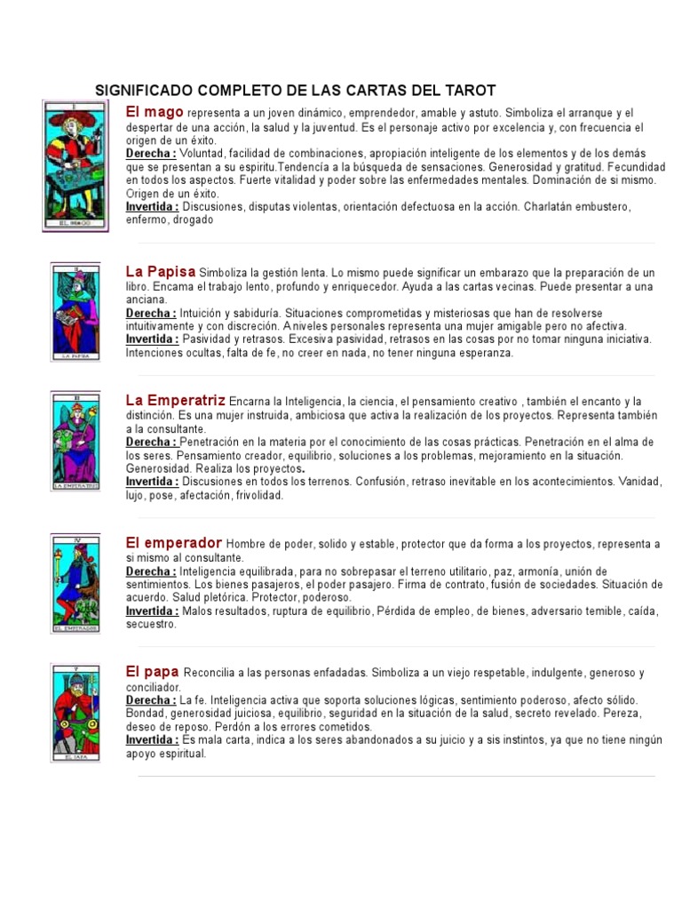 Significado Completo de Las Cartas Del Tarot | PDF | Amor | Soberanía