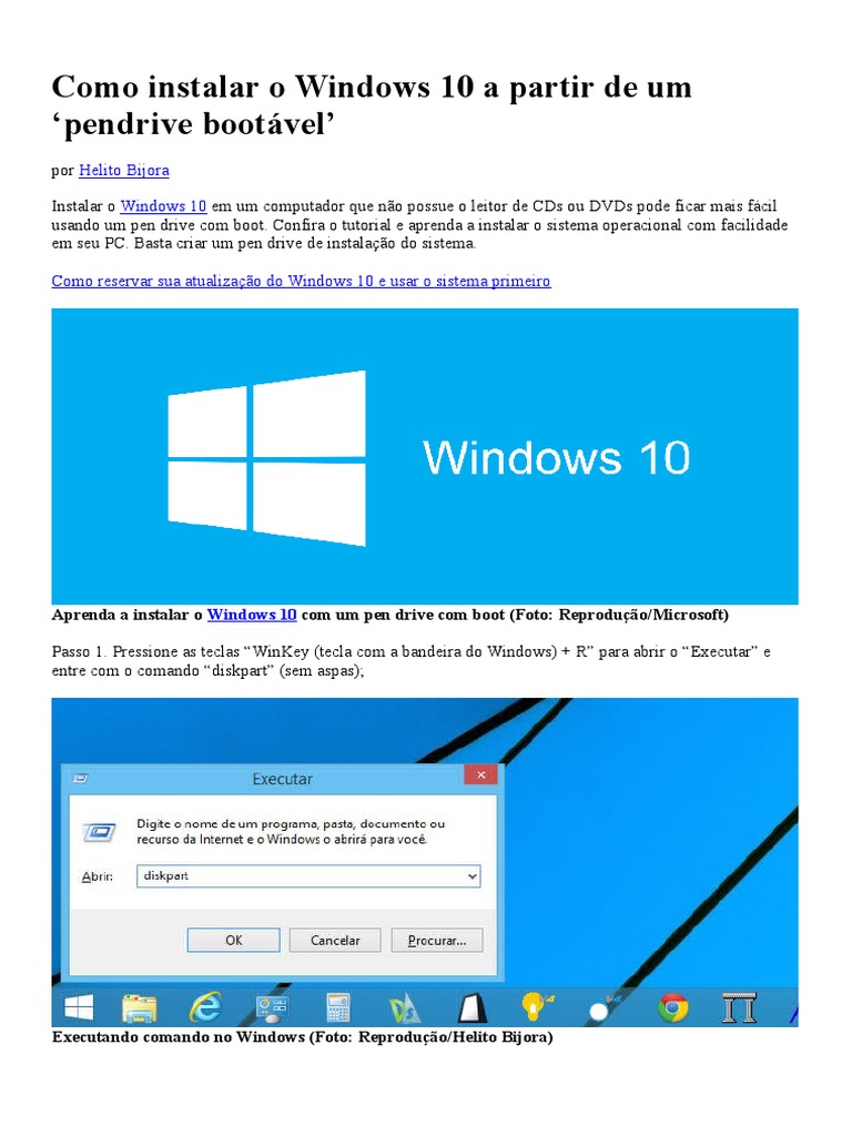Como Instalar O Windows 10 Com Pen Drive