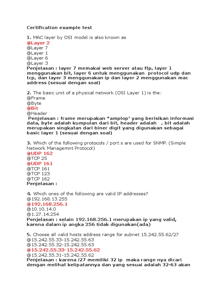 Ujian Sertifikasi Jaringan Dasar | PDF | Gateway (Telekomunikasi ...