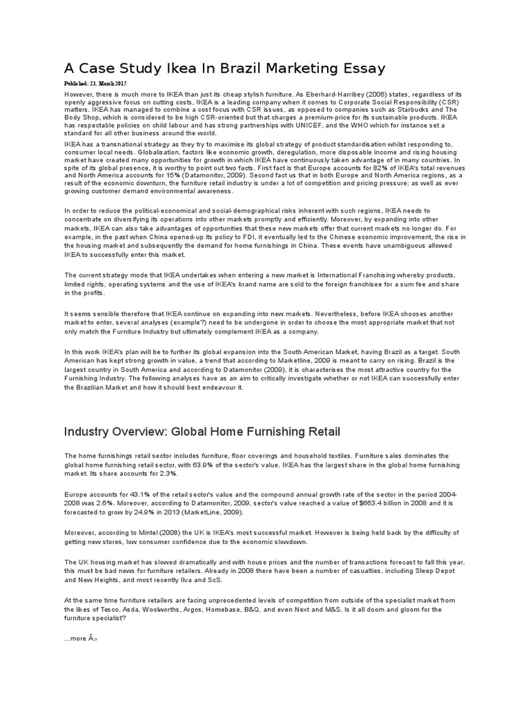A Case Study Ikea in Brazil Marketing Essay | PDF | Retail | Brazil