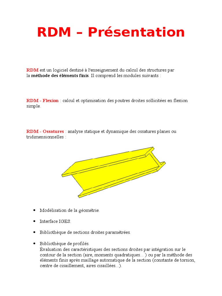 Logiciel RDM pour le calcul des structures | PDF | Flexion (matériau ...