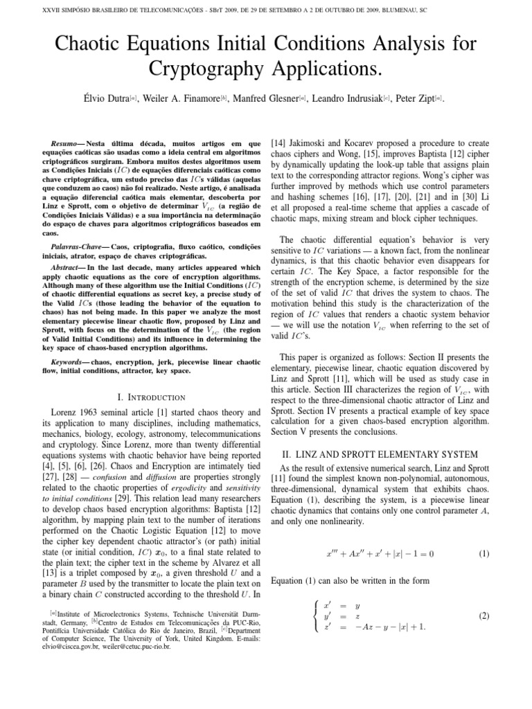 Chaotic Equations in Cryptography Analysis | PDF | Chaos Theory | Attractor