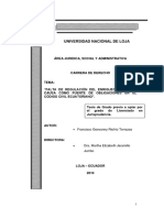 Falta de Regulación Del Enriquecimiento Sin Causa Como Fuente de Obligaciones en El Código Civil Ecuatoriano - Tesis