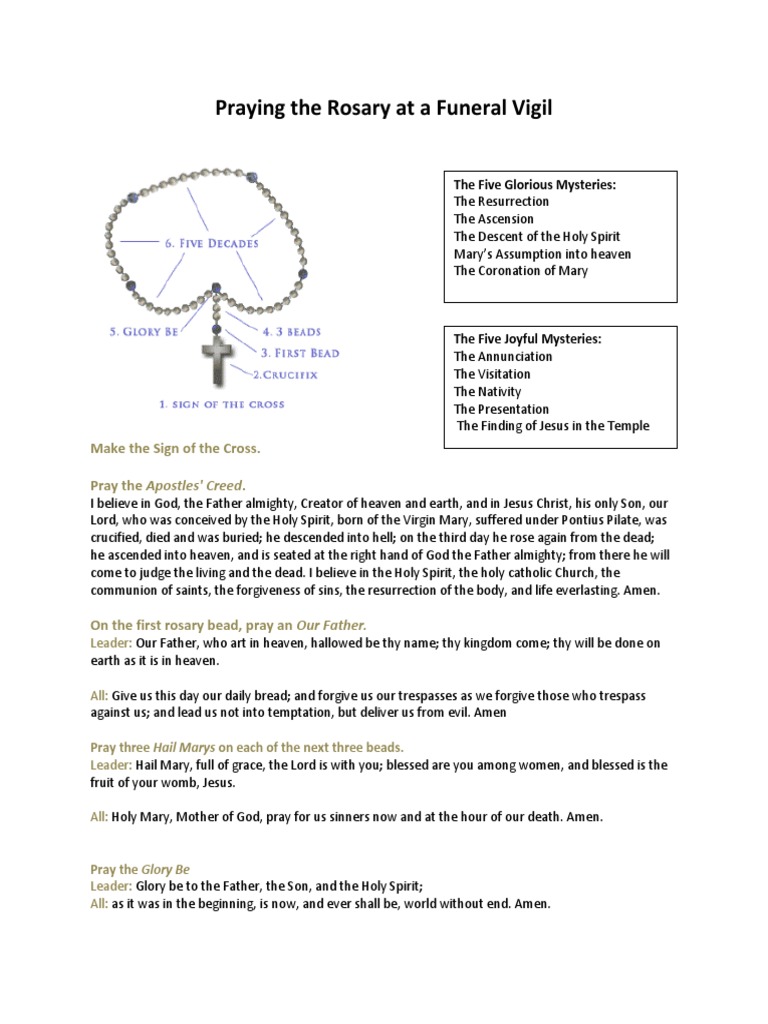 Praying The Rosary at A Funeral Vigil PDF Rosary Lord's Prayer