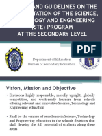 Policies On The Implementation of Science Technology and Engineering (Ste) Program For Sy 2014-2015