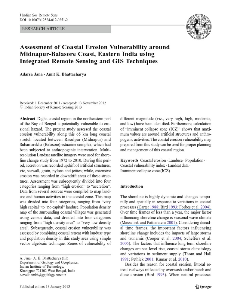 Coastal Erosion Vulnerability in Digha | PDF | Coast | Regression Analysis