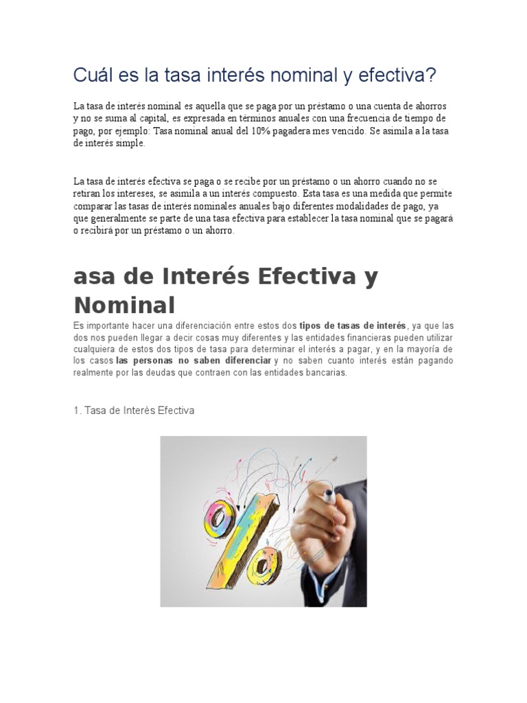 Diferencias entre tasas de interés nominal y efectiva | PDF | Interés ...