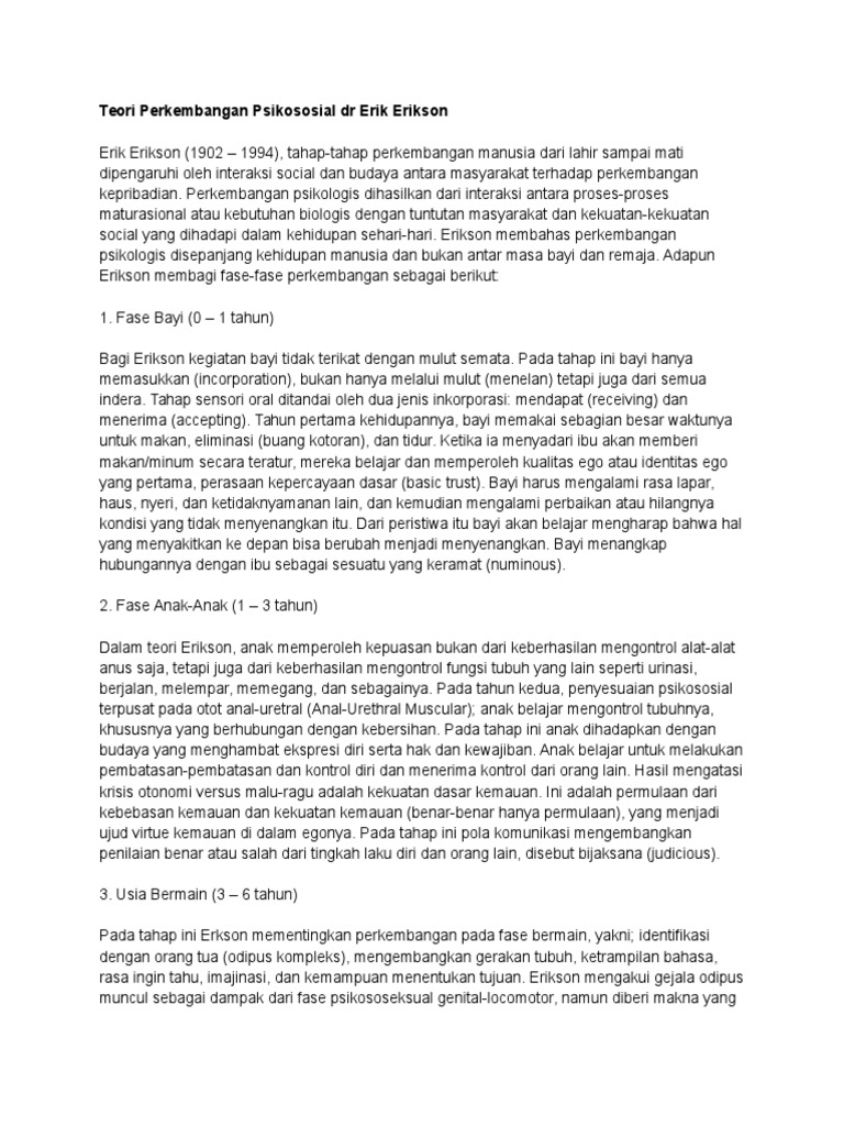 Teori Perkembangan Psikososial Staff Site Teori Perkembangan Psikososial Menurut Erik Erikson