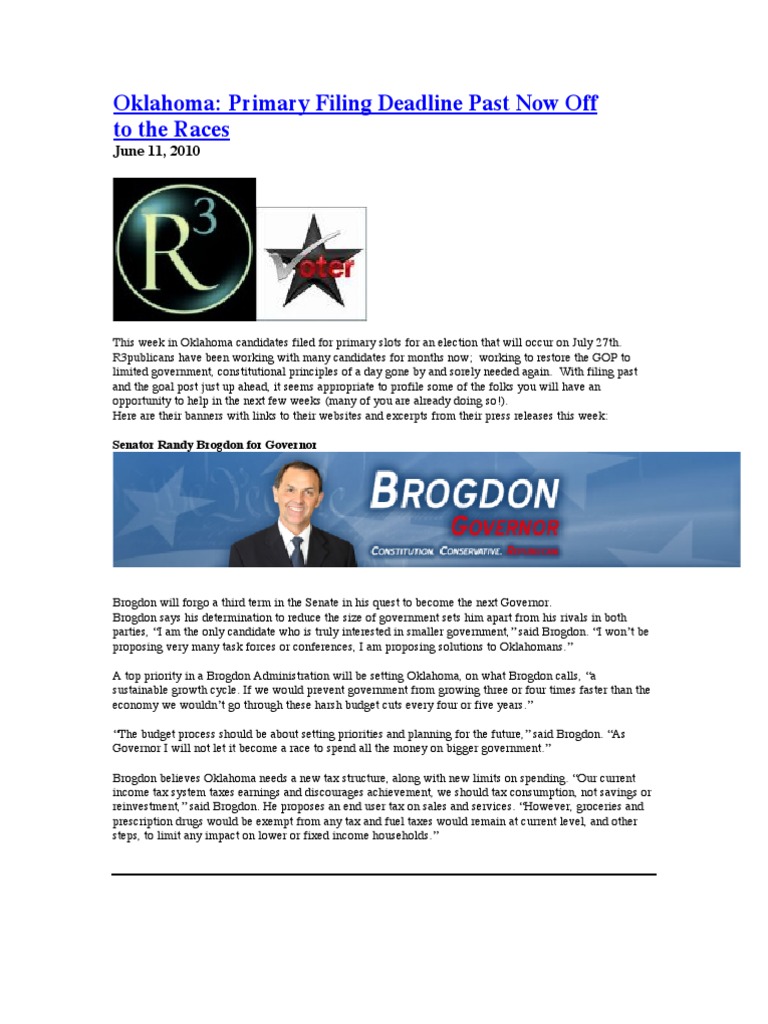 Oklahoma Primary Candidates Profiled | PDF | United States Congress ...