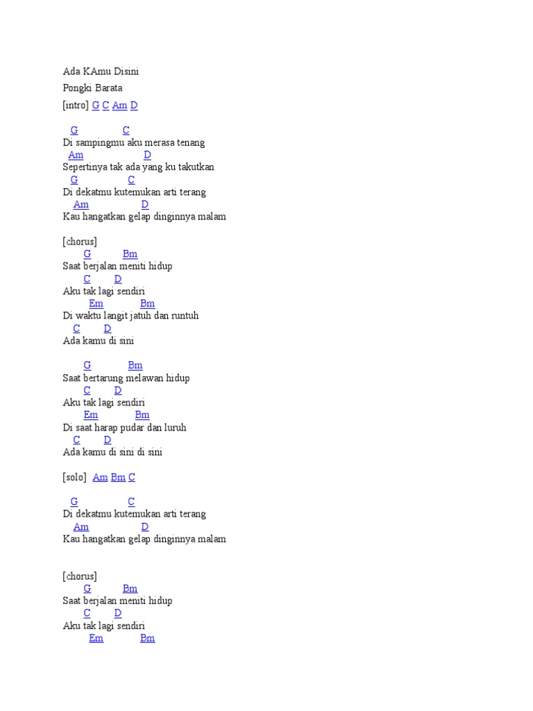 Lirik Dan Chord Struktur Lagu Bentuk Musik