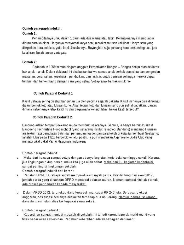 Contoh Paragraph Induktif
