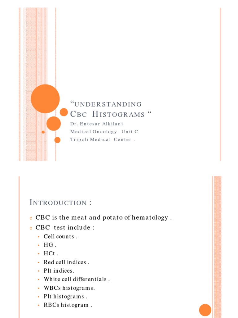 Interpreting CBC Histograms in Hematology | PDF | Pathology | Blood