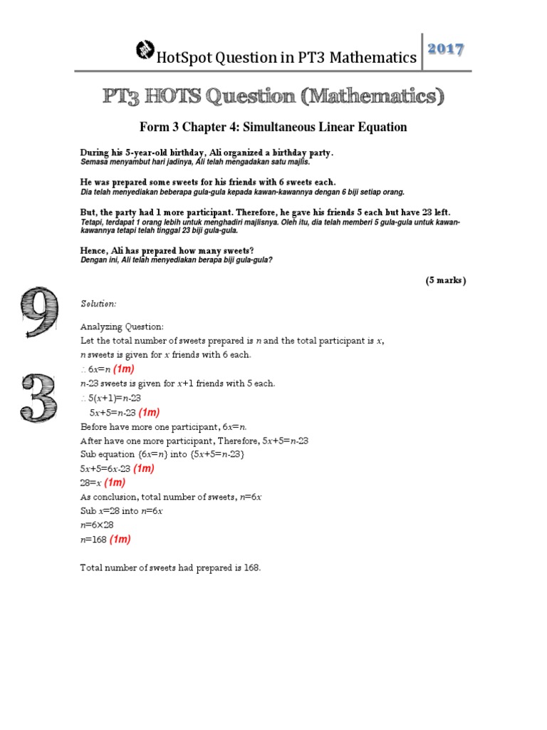 HotSpot Questions in PT3 2017 Mathematics (Sample Page) [Edited Version] [Teacher's Edition]