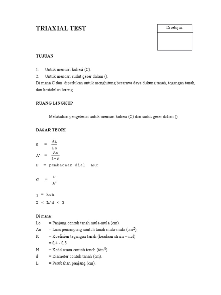 Uji Triaxial: Kohesi dan Sudut Geser | PDF
