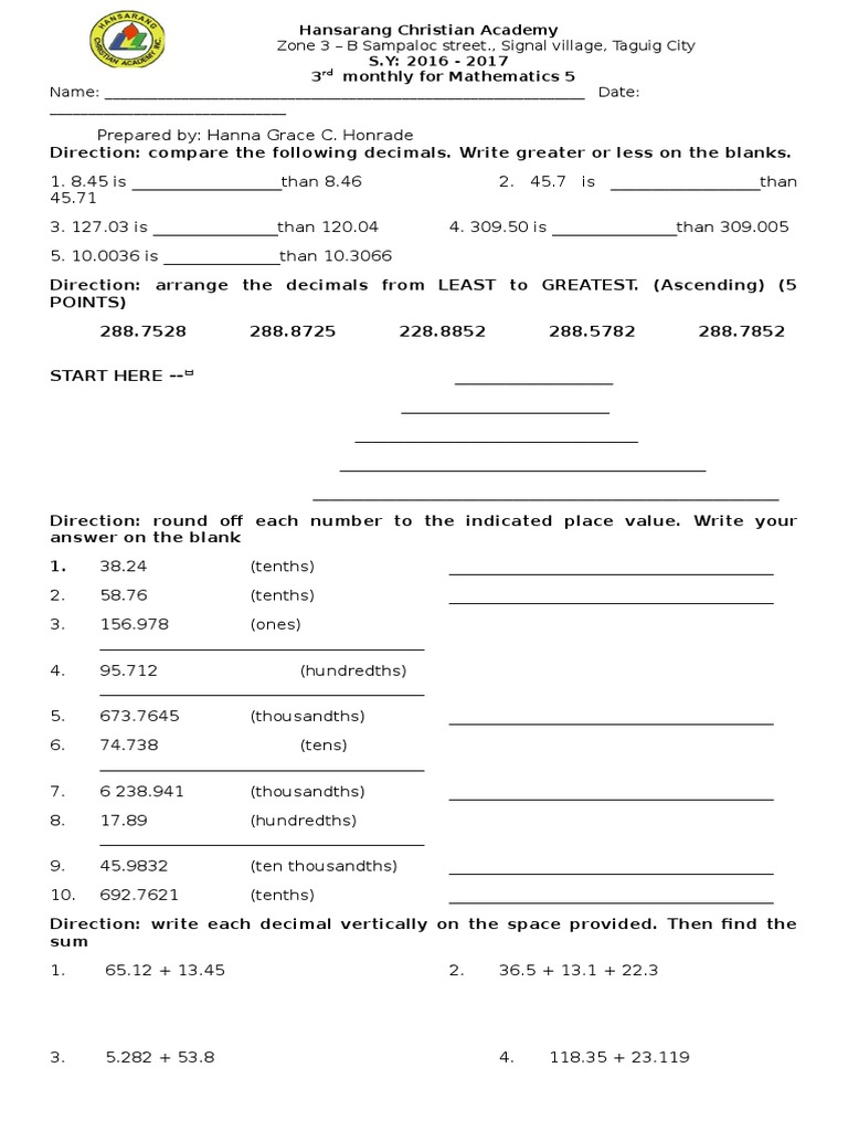 Grade 5 Math | PDF
