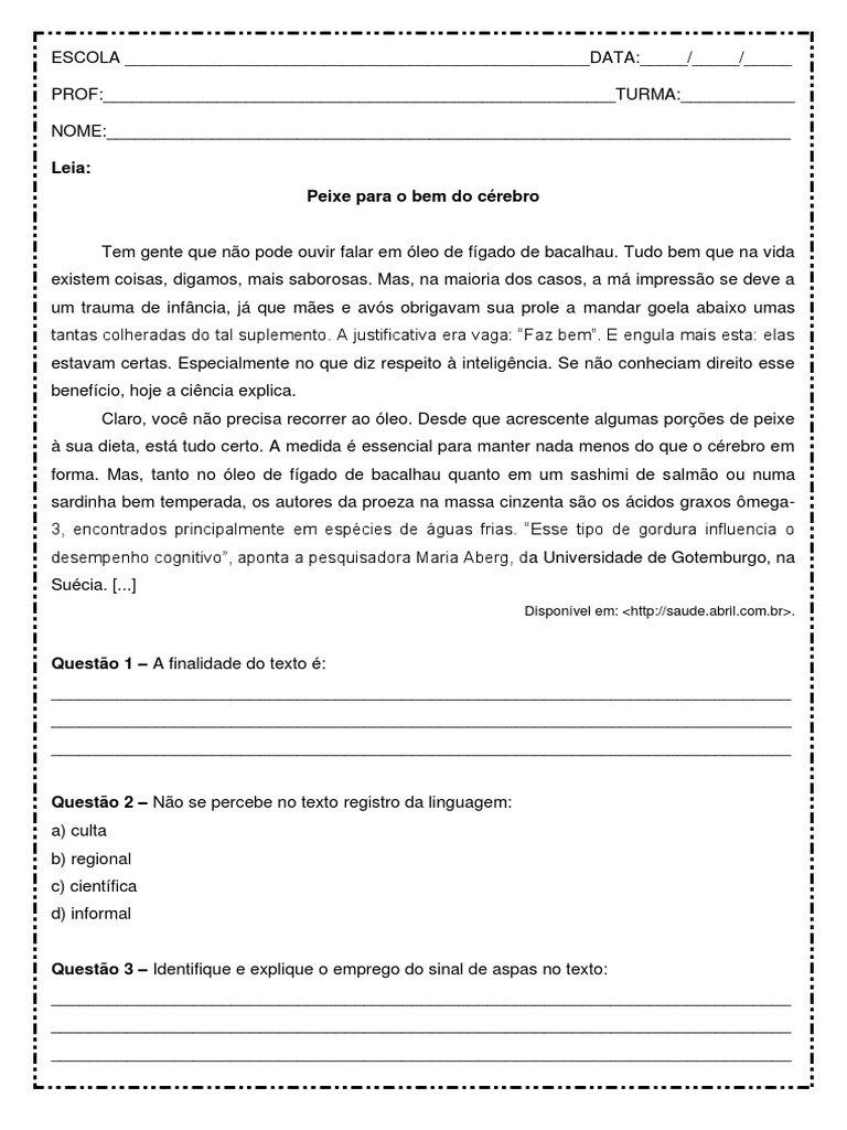 Interpretacao de Texto Ensino Medio PDF | PDF | Science | Idiomas