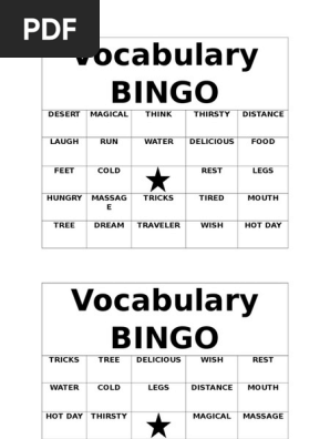 Vocabulary BINGO-Inglés-pequeños