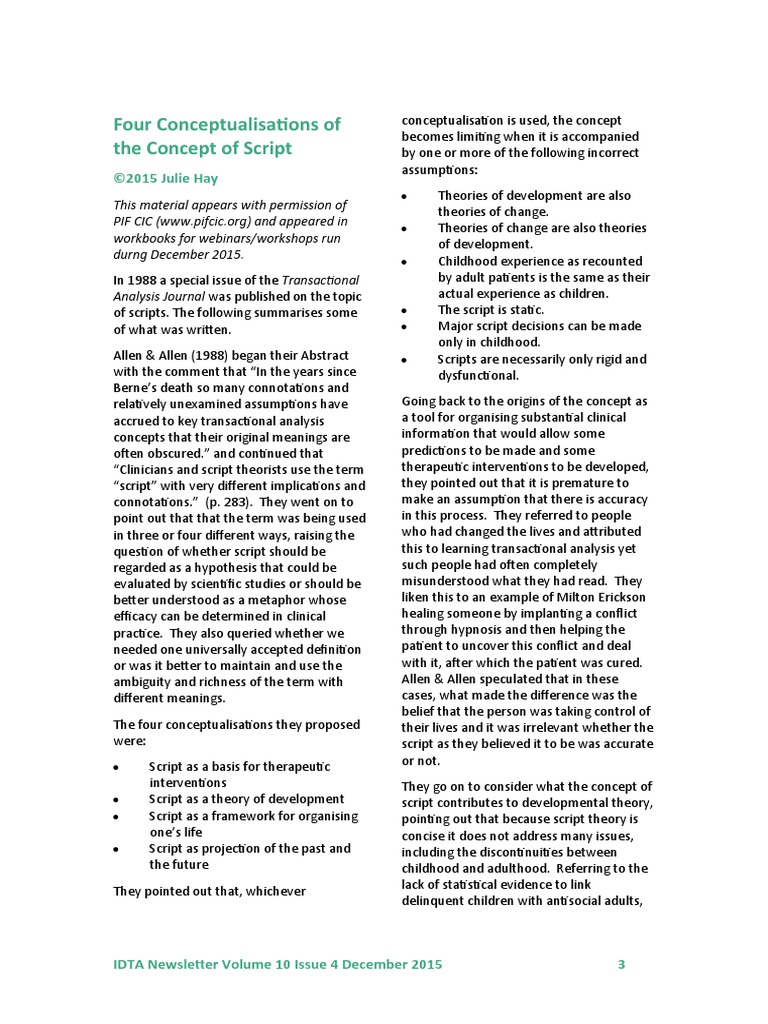 Four Conceptualisations of The Concept of Script (Hay J.) | PDF ...