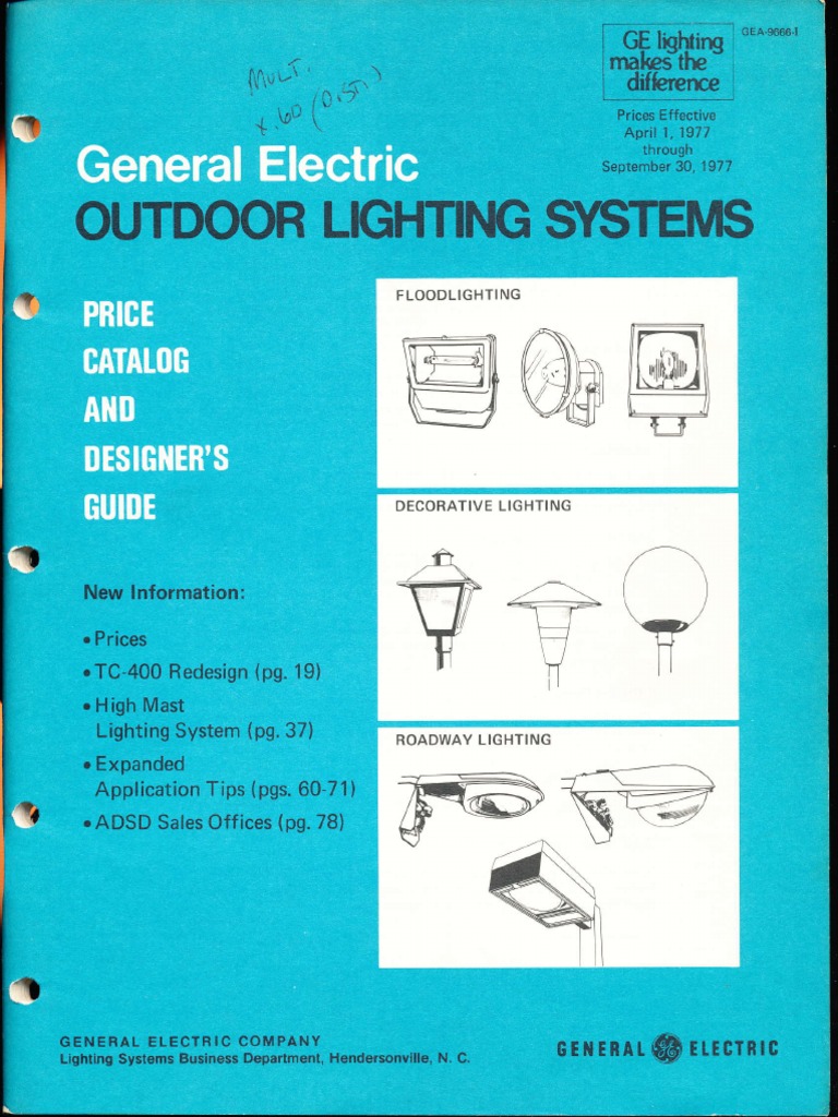 GE Lighting Systems Price Book Outdoor Designers Guide 477 977 PDF Architectural
