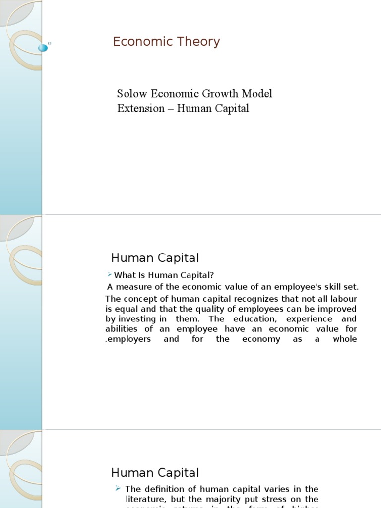 Solow Model with Human Capital Insights | PDF | Human Capital ...