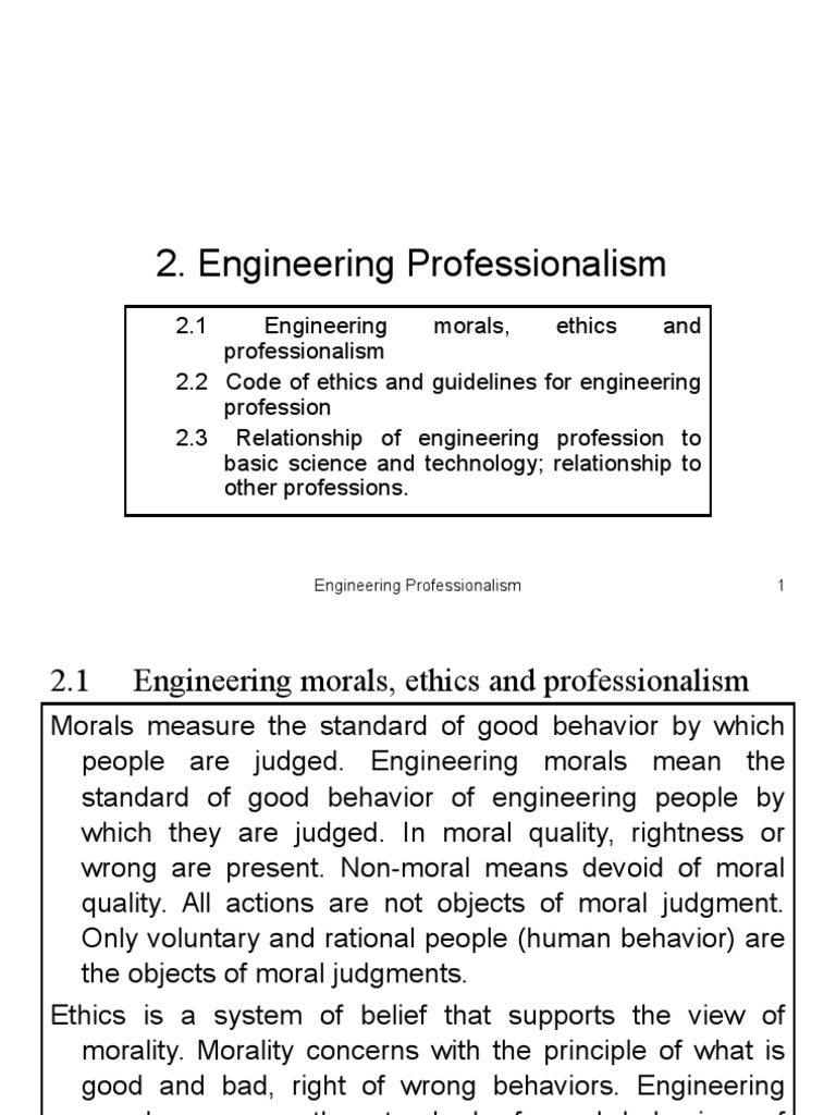 Engineering Ethics and Professionalism | PDF | Profession | Morality