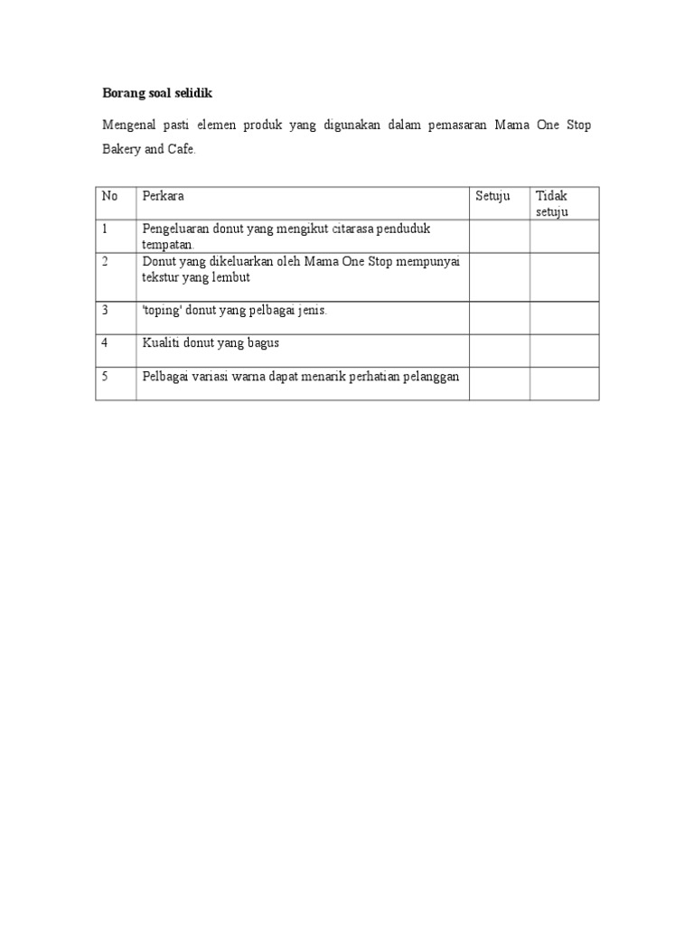 Borang Soal Selidik Pdf