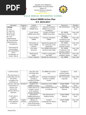 Action Plan Drrm