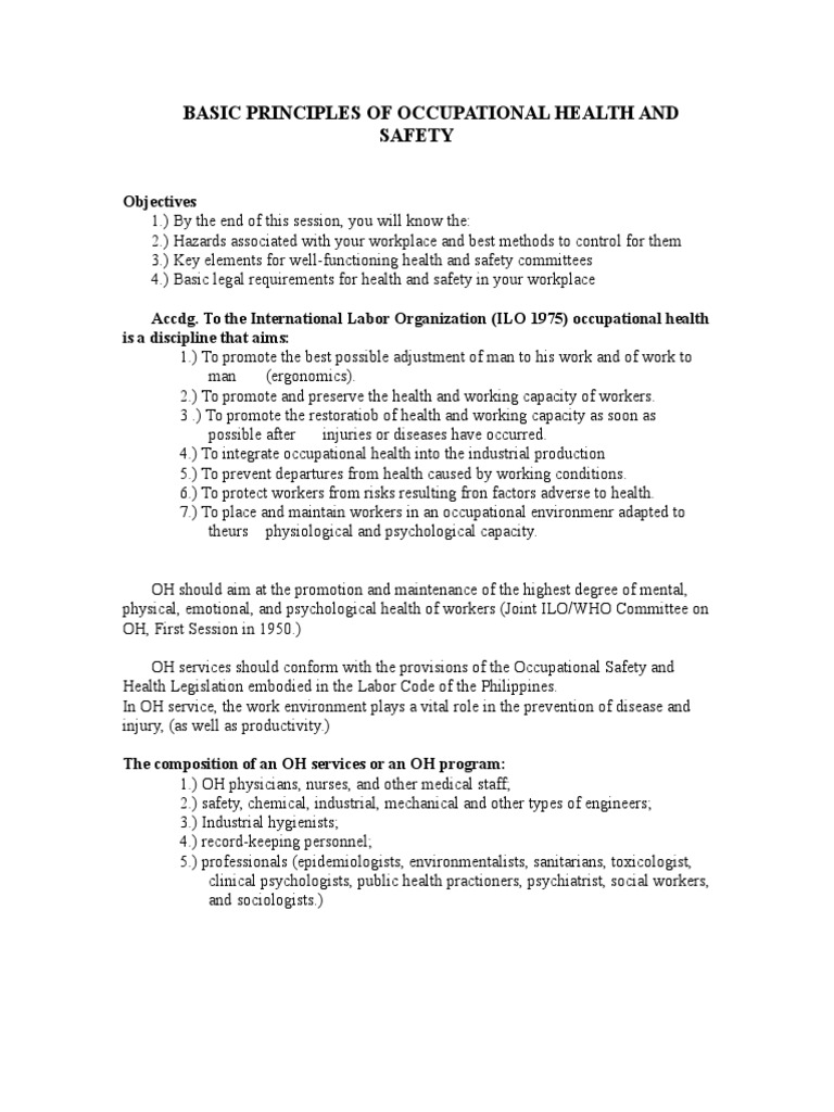 Key Principles of Occupational Health | PDF | Occupational Safety And ...