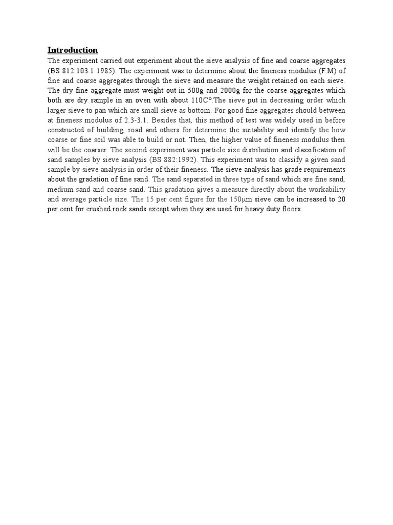 Sieve Analysis Introduction