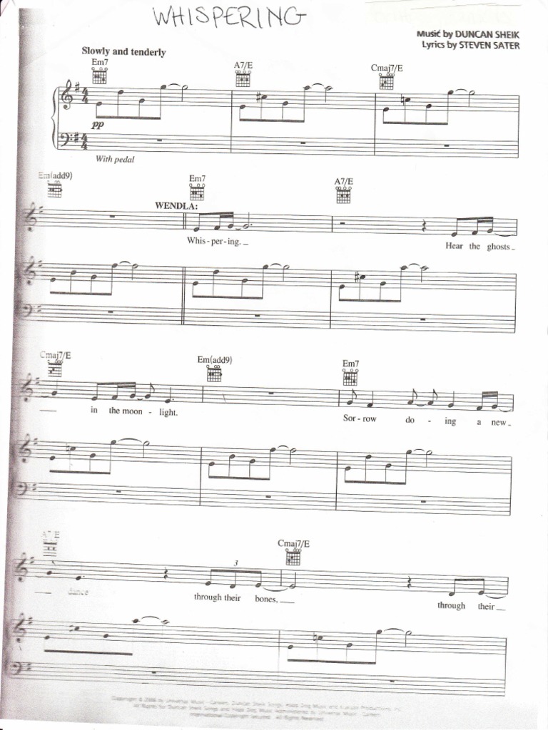Whispering Sheet Music From Spring Awakening PDF | PDF