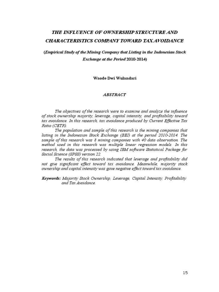 The Influence of Ownership Structure and Characteristics Company Toward ...