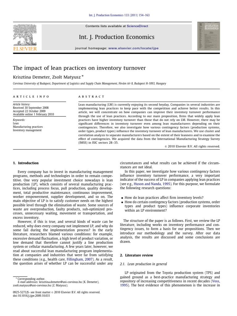 Demeter, Matyusz - 2011 - The Impact of Lean Practices On Inventory ...