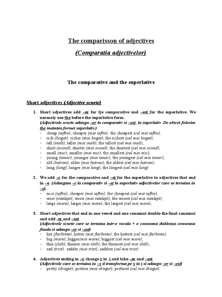 Comparative Adjectives Explained | PDF | Rules | Syntax
