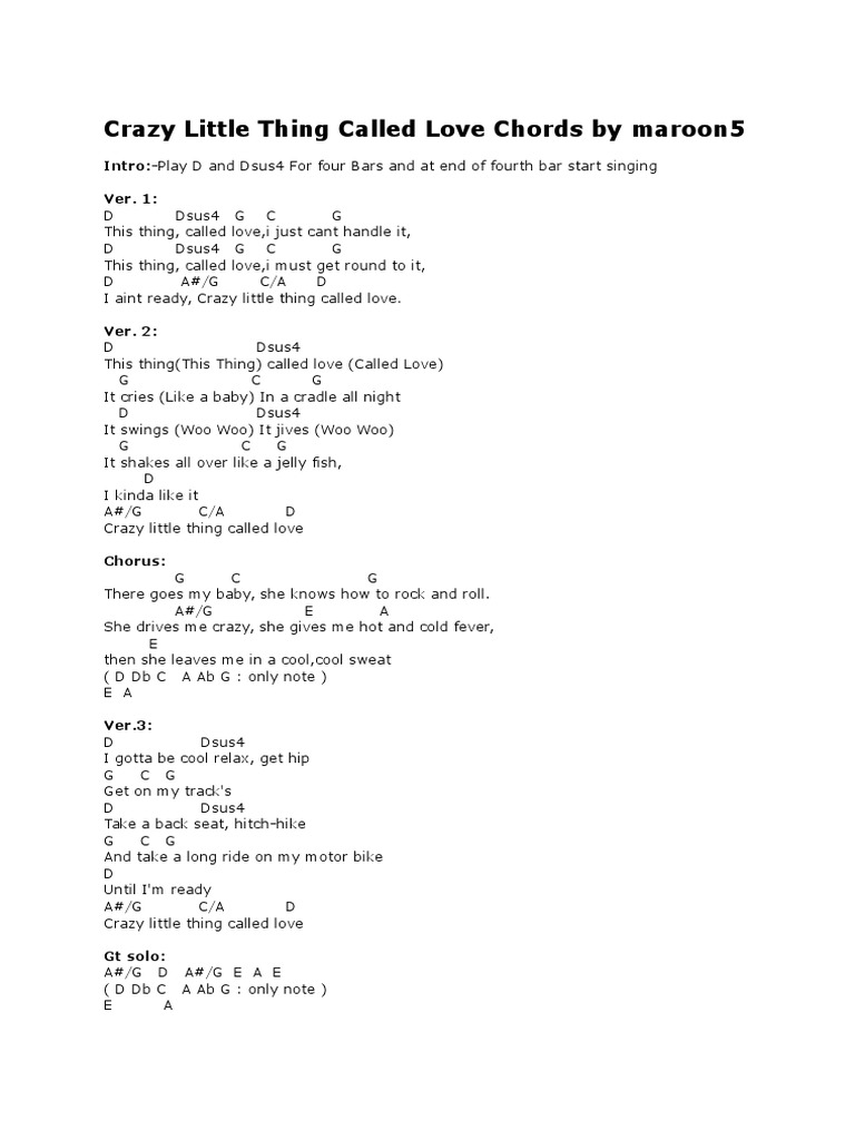 Crazy Little Thing Called Love Chords