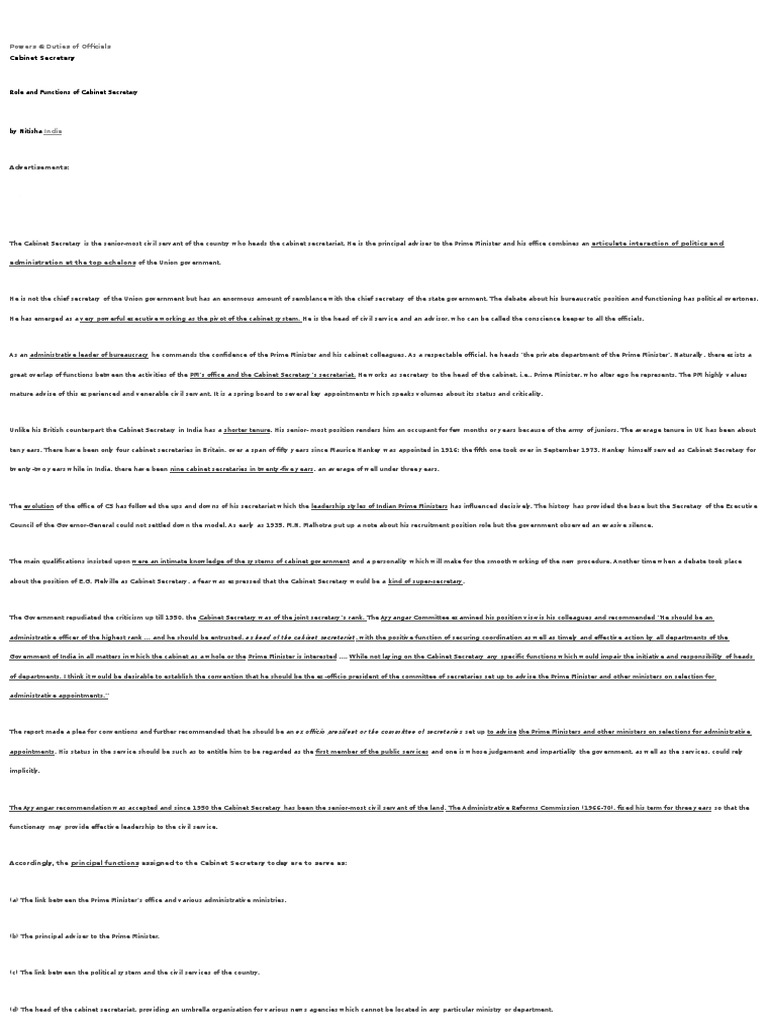 Secretariat PDF (Government) Government Of India