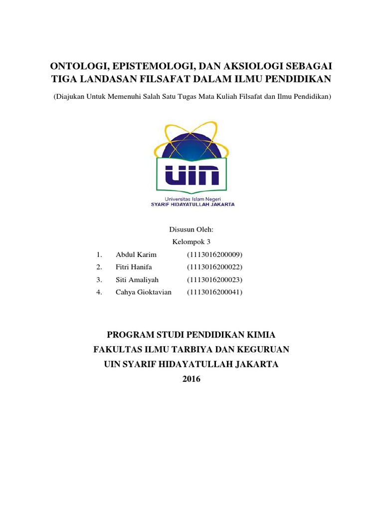 Ontologi Epistemologi Dan Aksiologi Sebagai Dasar Filsafat Pendidikan