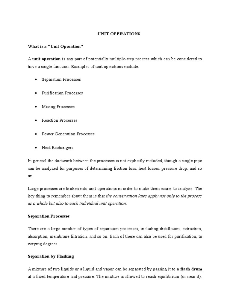 Unit Operations What Is A 