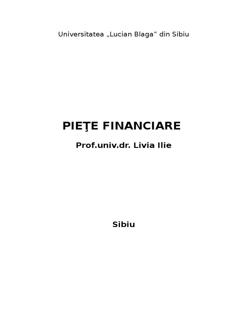 Piete Financiare Curs 1 PDF