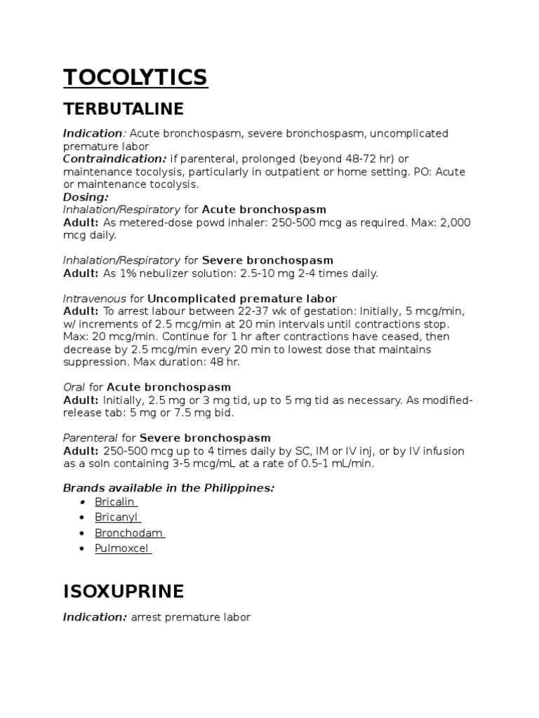 Tocolytics: Terbutaline | PDF