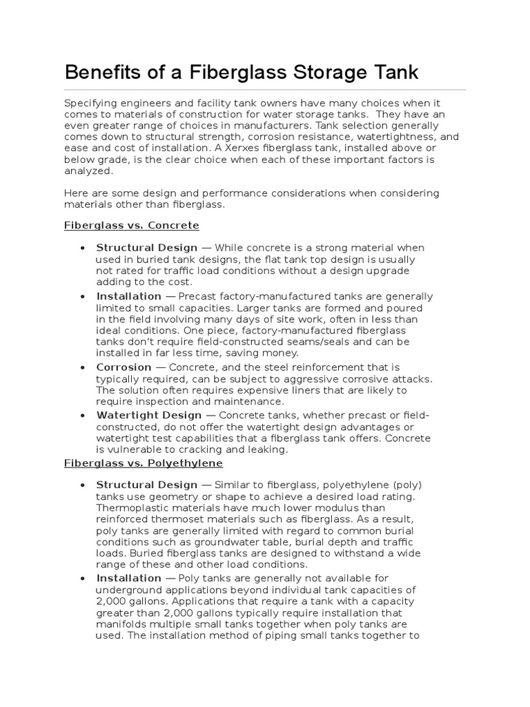 Benefits of A Fiberglass Storage Tank PDF Fiberglass Corrosion