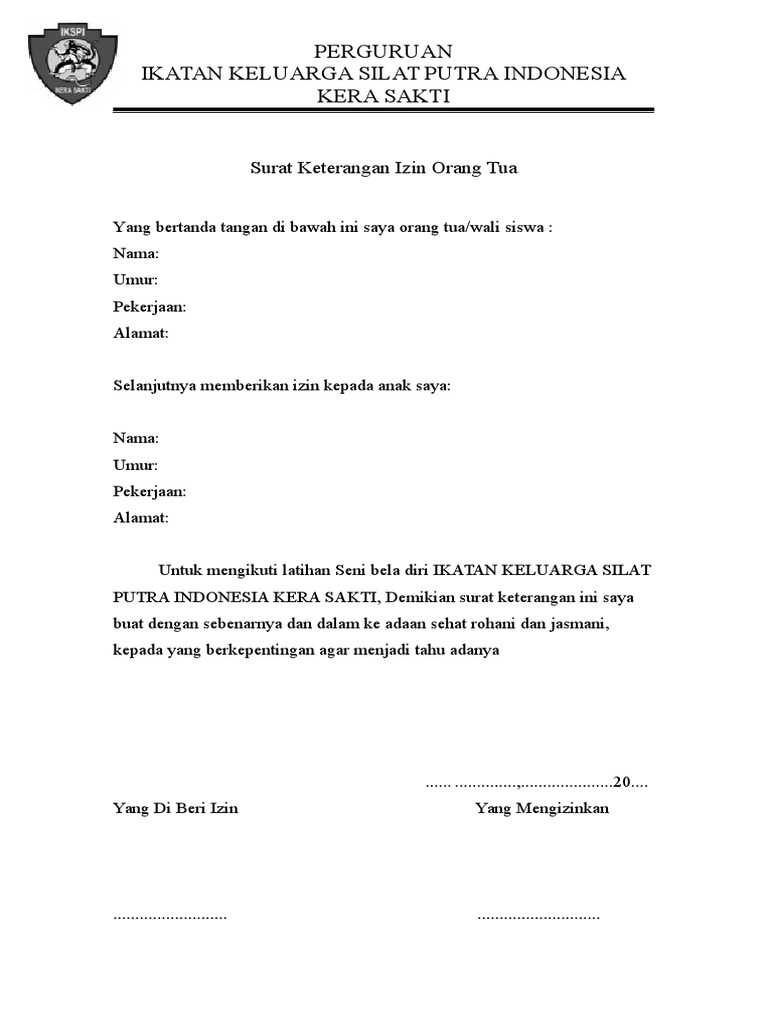 Dokumen Surat Izin Orang Tua