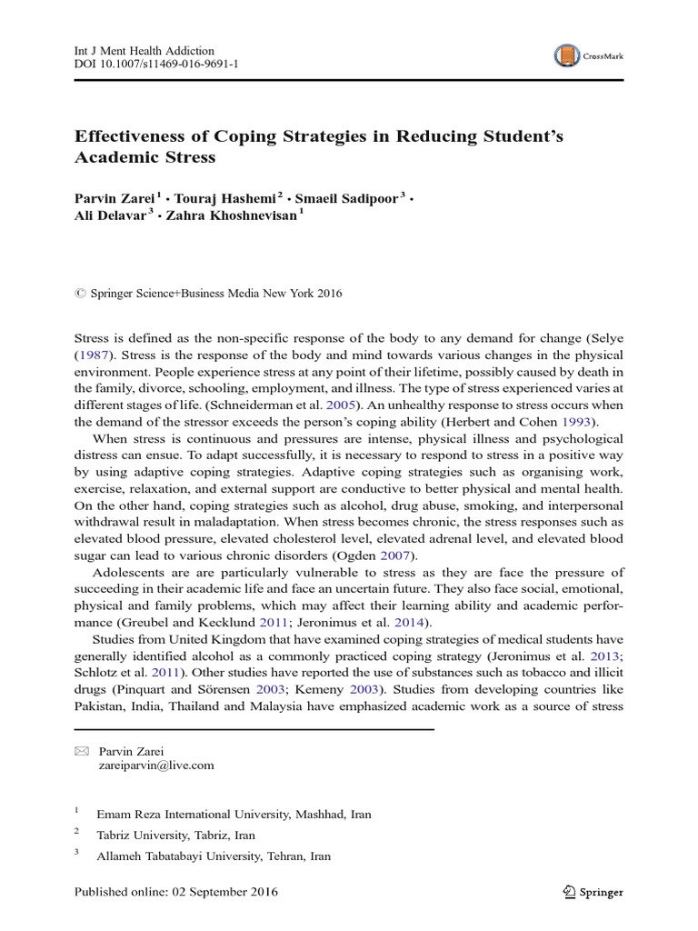 Coping Strategies for Academic Stress | PDF | Coping (Psychology ...