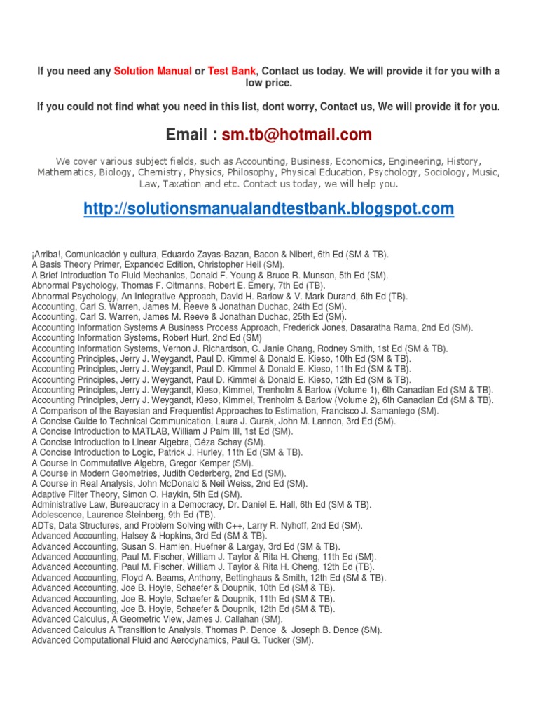 Solution Manual and Test Bank | Mathematical Analysis | Chemistry