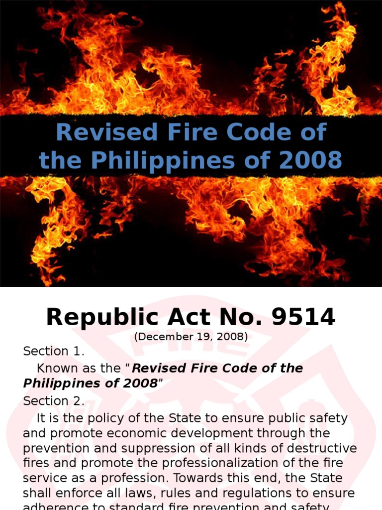 Revised Fire Code of the Philippines of 2008 Fire Safety Safety