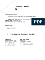 Contact Detail of OGDCL and Pak Cement