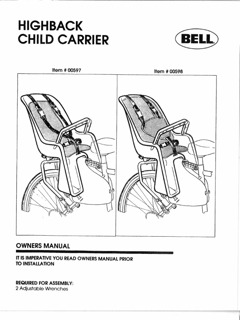 bell shell rear child carrier mount