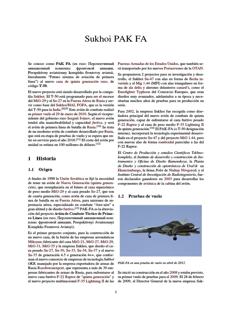 Sukhoi Pak Fa | PDF | Avión de combate | Bombardeo