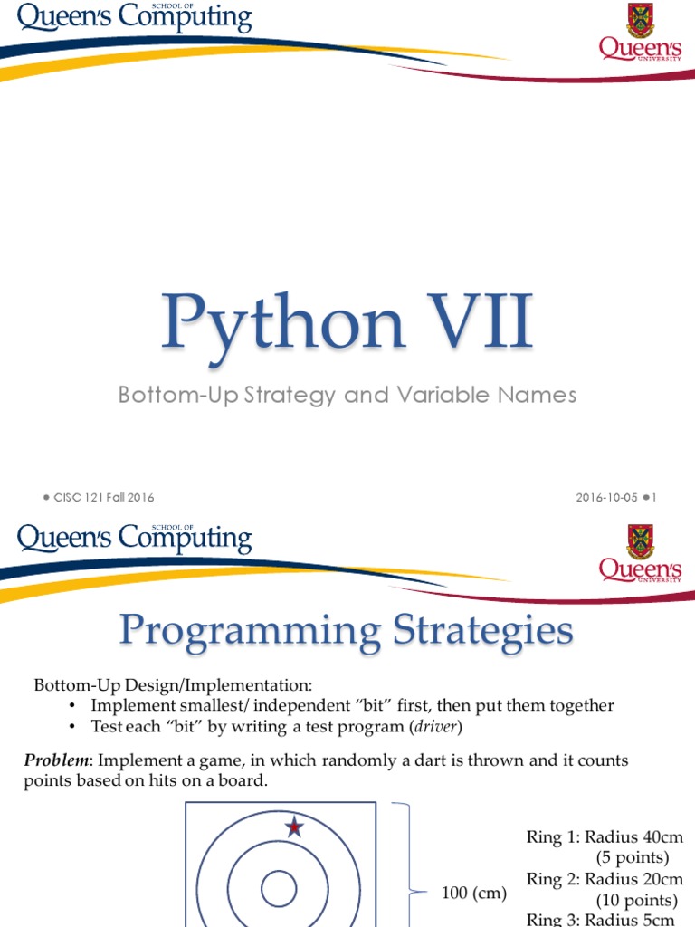 Python VII: Bottom-Up Strategy and Variable Names | PDF