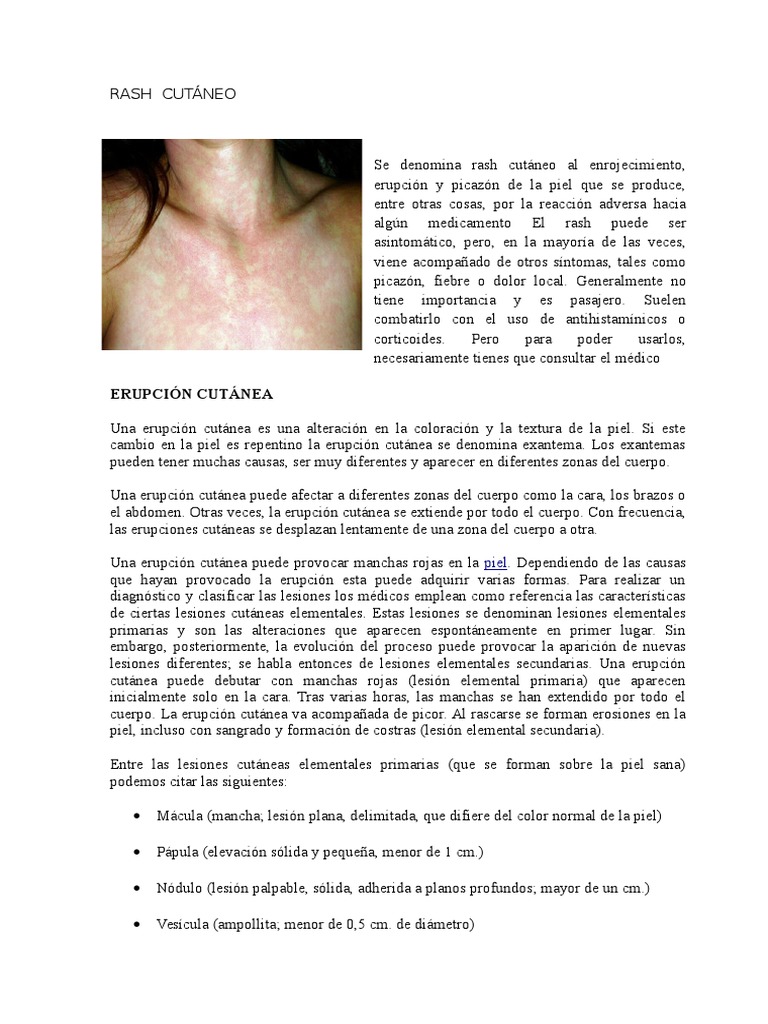 Causas y Tipos de Rash Cutáneo | PDF | Piel | Ciencias de la Salud