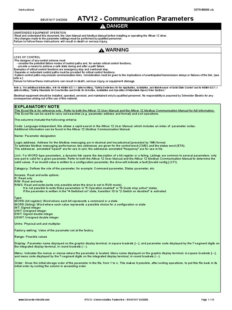 ATV12 Communication Parameters Guide | PDF | Image Scanner | Integer ...